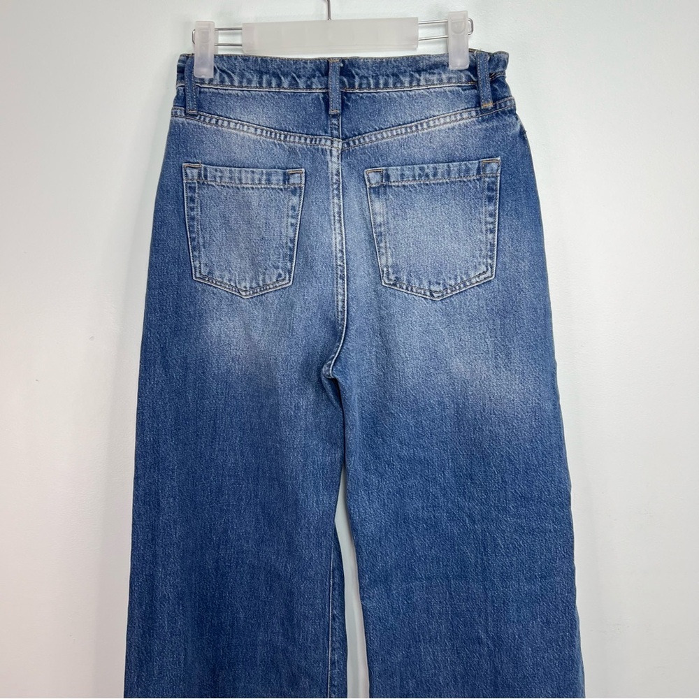 Frame Denim Mosaic High Waist Raw Hem Flare Leg Jeans Double Button Fly Size 25 - Picture 6 of 16